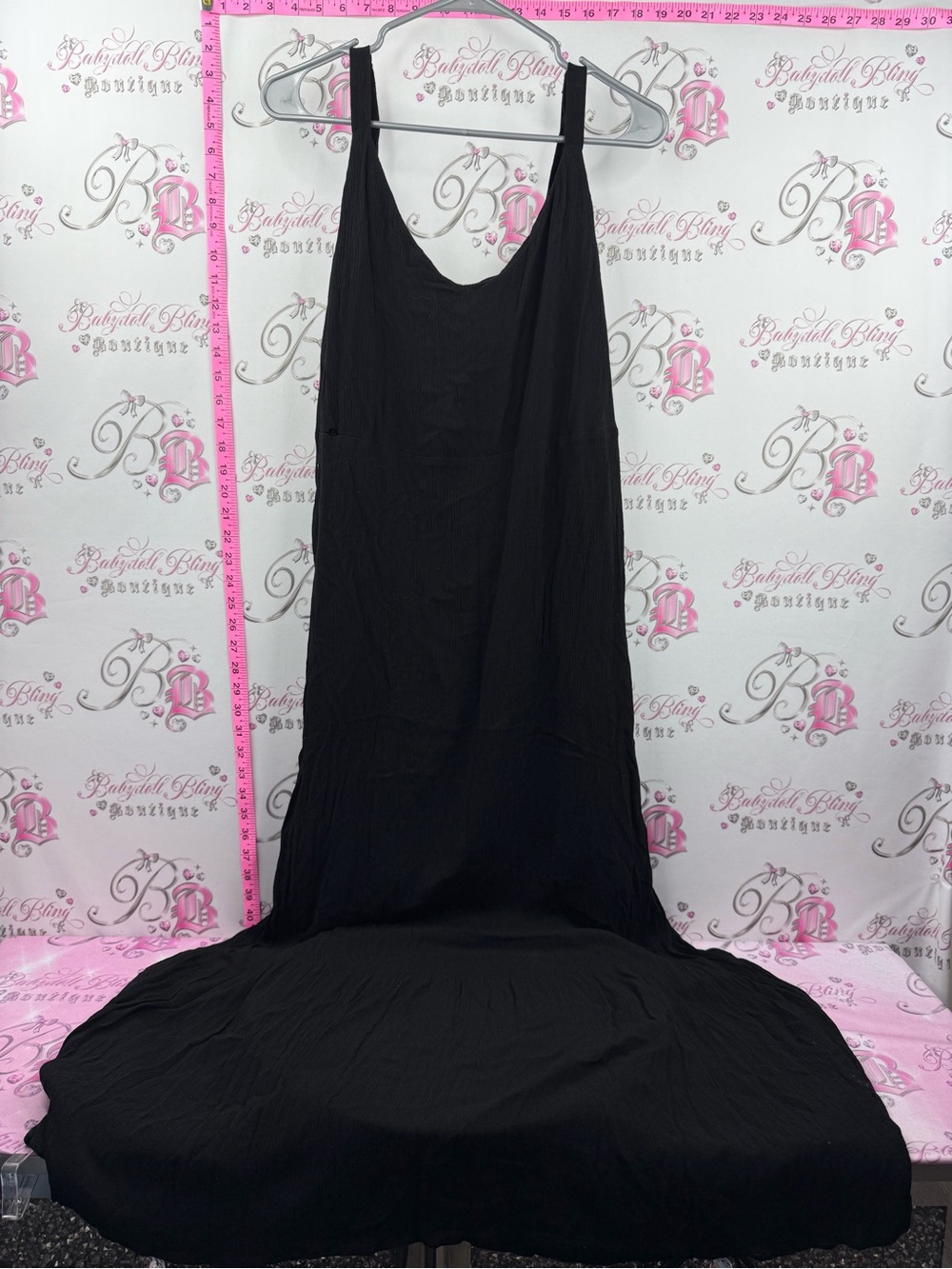 Hurley dress long ruffle mermaid hem fairy Black Sleeveless Maxi Dress